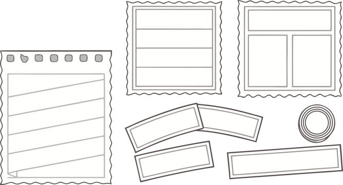 Torn Paper Frames and Ripped Edge Scrapbook Label Set, Vintage Grunge Vector Collection