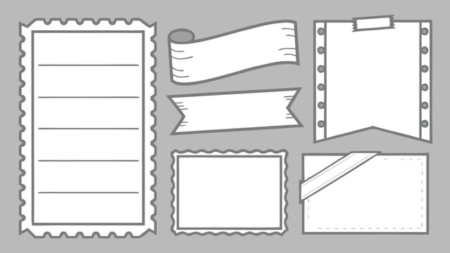 Torn Paper Frames and Ripped Edge Scrapbook Label Set, Vintage Grunge Vector Collection