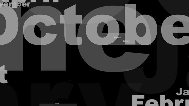 Kinetic typography animation of months and calendar text