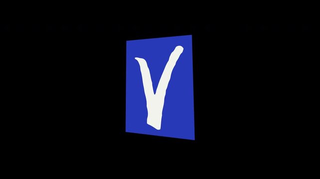 Letter V Paper Cutout Animation. Stop Motion Collage Shaking