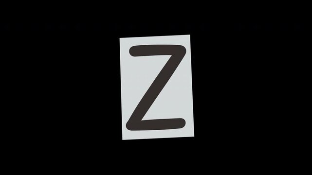 Stop Motion Cutout Letter Z. Newspaper Tear Shaky Loop