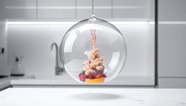 Easter bunny inside glass ornament kitchen.