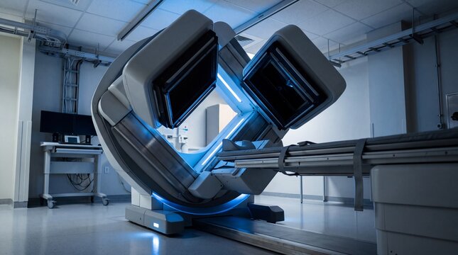 Advanced Radiation Therapy Equipment in Modern Hospital Room