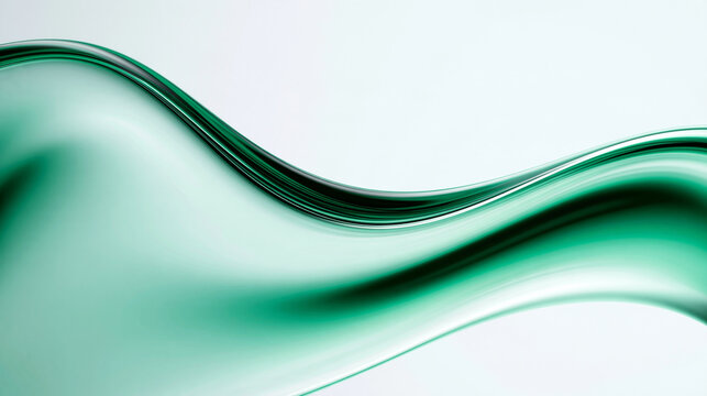 Abstract Green Liquid Wave Flowing on White Background