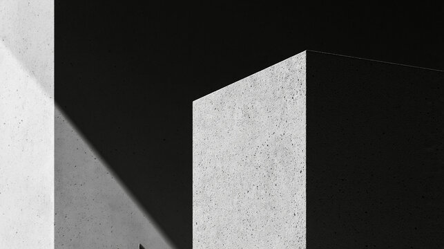 Abstract Geometric Concrete Architecture in Black and White