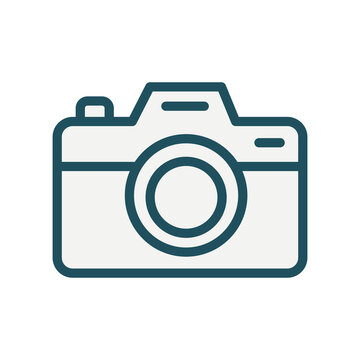 DSLR Camera Icon Minimalist Dark Blue Line Vector