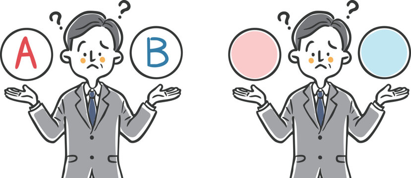 選択を迷うシニア会社員　上半身　ベクター