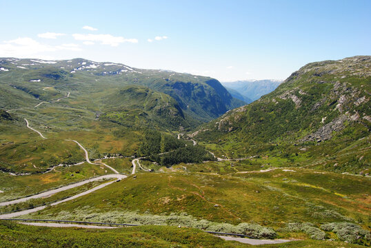 Rugged Alpine scenery along Sognefjellet road in Norway