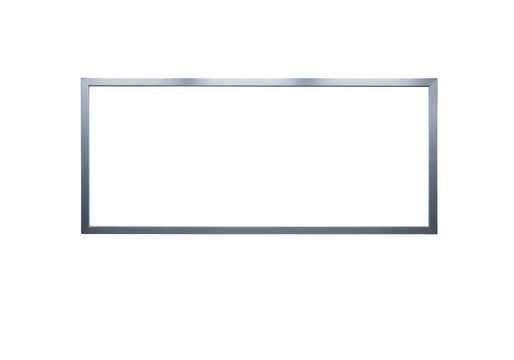Modern rectangular led ceiling light panel with silver frame isolated on transparent background