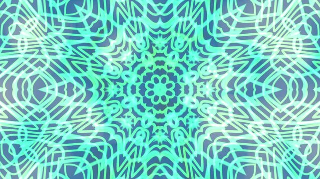 Blue and green neon kaleidoscope pattern perfect for backgrounds, graphic designs, posters, and digital art projects. Ideal for design projects requiring vibrant and energetic visuals.