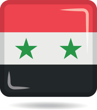 Square shape icon of the national flag of Syria Vector illustration