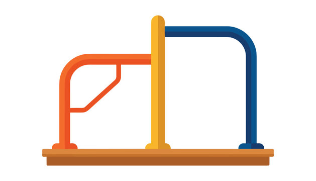 Outdoor gym workout station with colorful pull up parallel bars for street workout fitness vector flat illustration