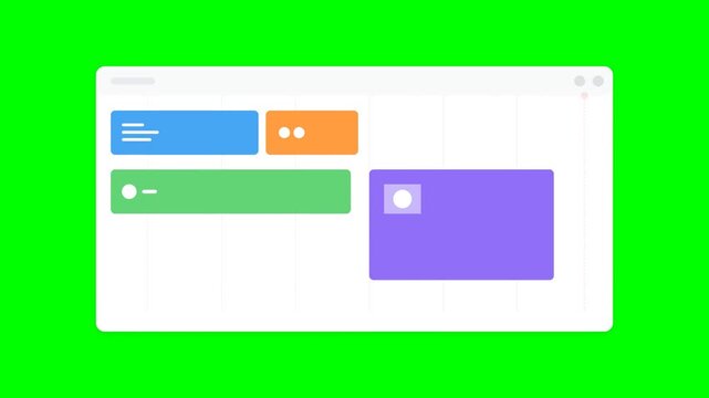 Professional Project Management Timeline Software Interface Animation with Playhead on Green Screen