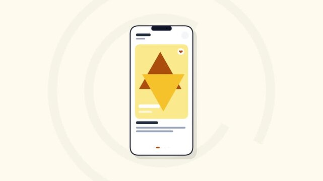 Smartphone displaying location navigation interface with geometric tracking graphic vector