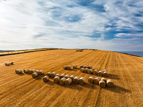 Cornwall Fields and Farms from a drone, Polruan, Cornwall, England