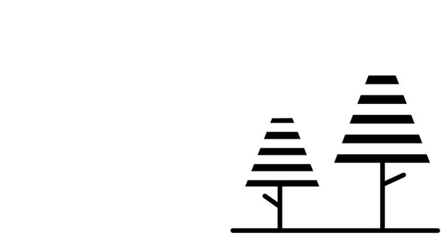 showcases two striped triangular trees standing neatly on a baseline within a clean digital vector illustration without a trailing period