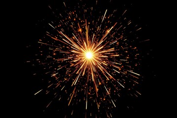 Obraz premium Golden firework explosion on black background
