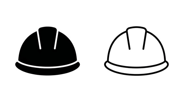 Black and white hard hat icons side by side