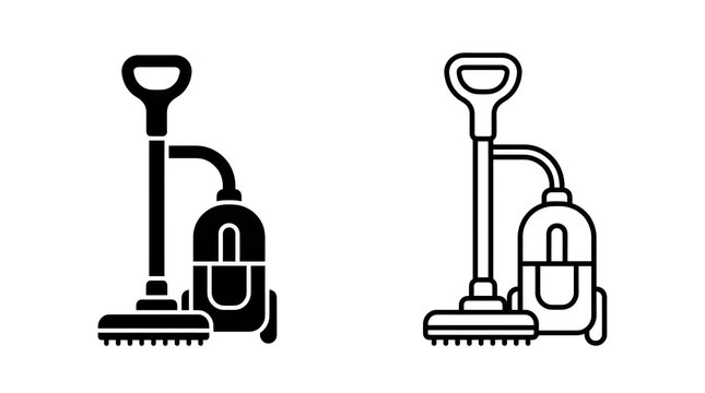 Two vacuum cleaners with extendable handles icon