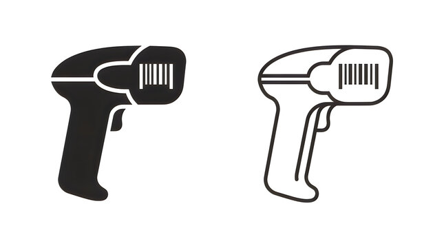 Black and white barcode scanner icons