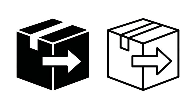 Isometric box arrows icon set