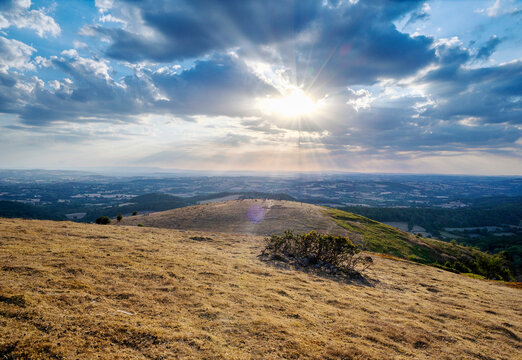 Malvern Hills sunset,on the day of UK Solar Eclipse 2026,Malvern,Worcestershire,England,UK