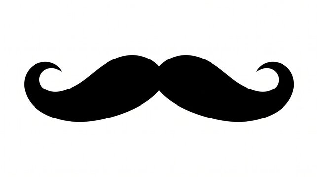 Retro gentleman mustache vintage facial hair silhouette icon with curled mustach