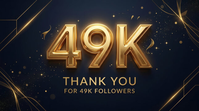 Gold 49K Thank You Celebration Banner for Followers &mdash; Luxury Social Media Milestone Design