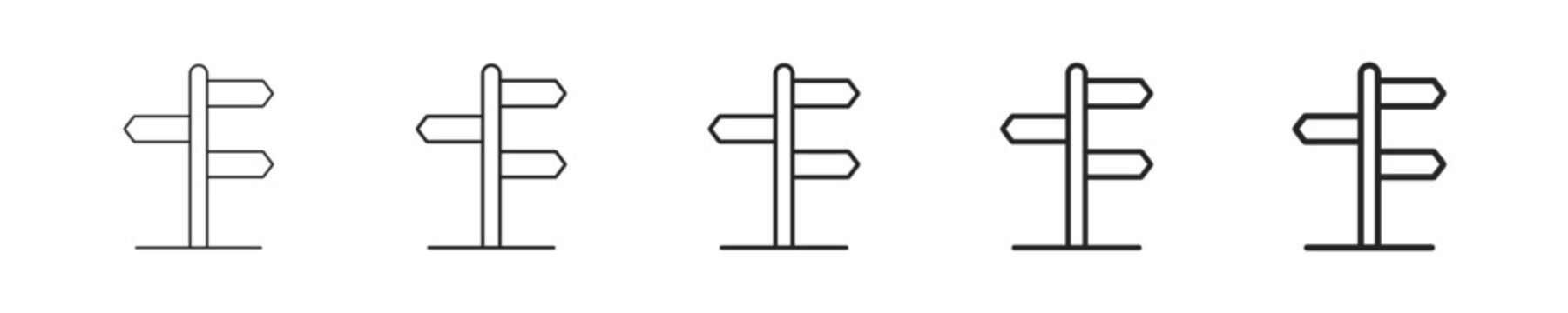 Direction Board vector icon in minimalist line style. Clean editable stroke illustration with geometric design and monochrome appearance, isolated on white background