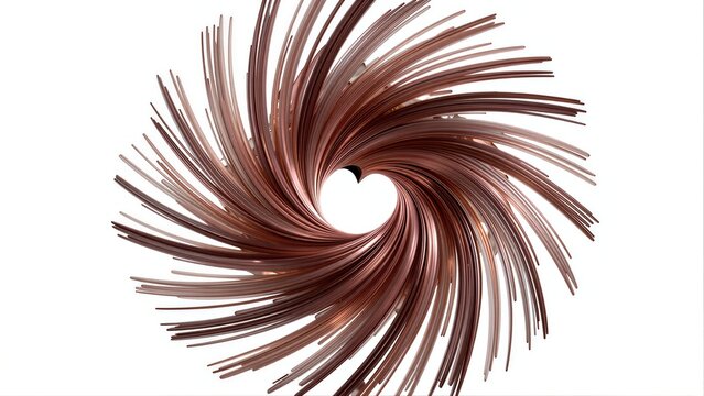 Copper wires spiral inward, forming a heart-shaped void at the center.
