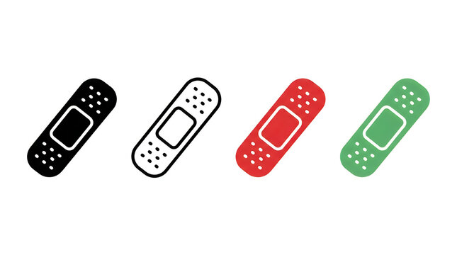 Four colorful adhesive bandages illustration