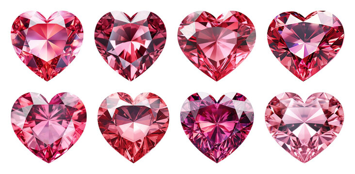 PNG Sparkling pink heart gemstones, transparent background