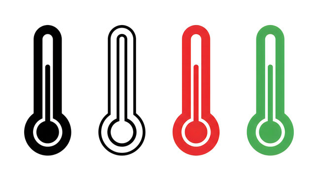 Four colored thermometer icons in different states