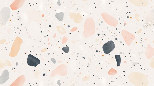Soft beige pink and gray terrazzo pattern