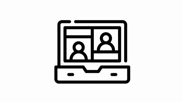 Professional online meeting icon representing virtual collaboration, video conferencing, and remote work communication on a laptop screen, ideal for digital transformation concepts