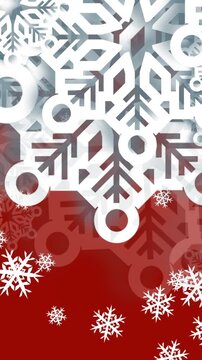 Animation of snow falling on red background