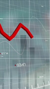 Animation of financial data processing with red lines over casino cards and chips