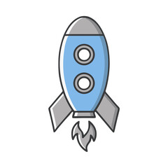 Cartoon rocket ship with flames © dwi