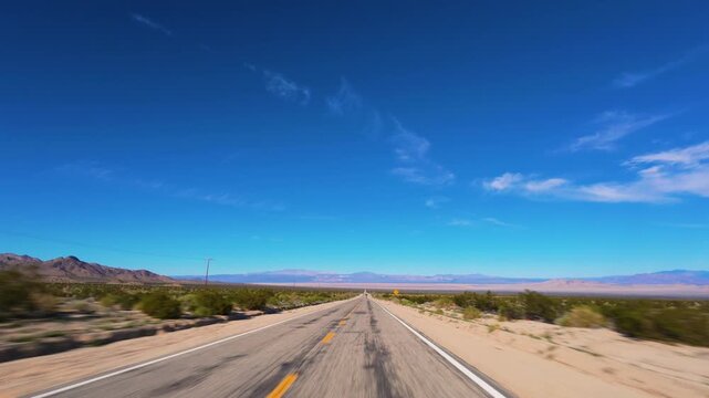 Mojave Desert POV Drive Across Wide Open California Desert