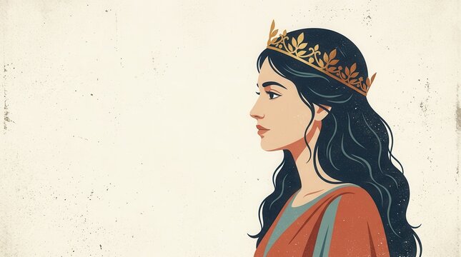 Biblical Queen Esther depicted in a vintage illustration style from the Old Testament.