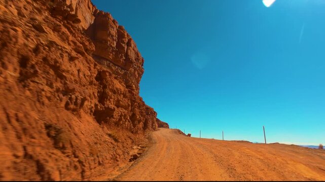 Moki Dugway POV Drive on Steep Gravel Road in Utah