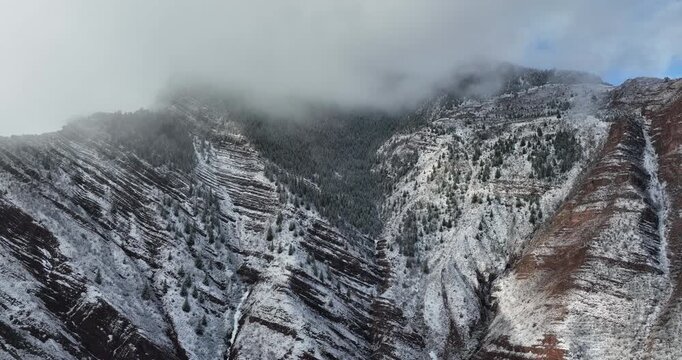 Aerial view of beautiful danxia landform landscape in Tibet,China
