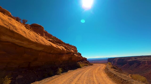 Moki Dugway POV Drive on Exposed Desert Switchback in Utah