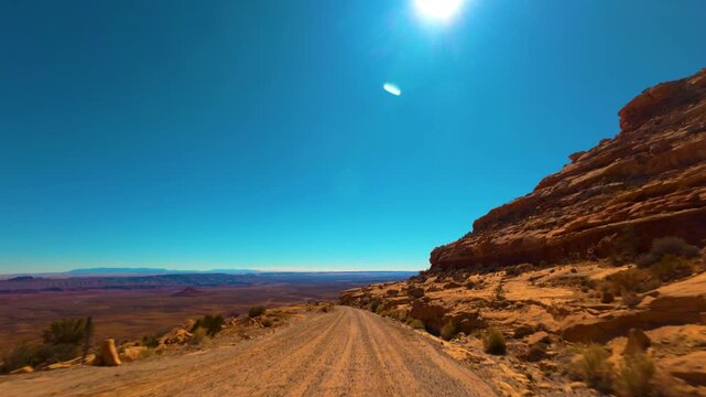 Moki Dugway POV Drive Along High Desert Cliff Road in Utah