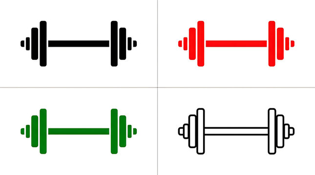 Colorful dumbbells set with different weights