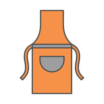Orange apron with gray pocket and straps