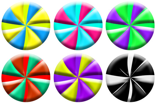 Multicolor Spiral Pinwheel Spheres Collection PNG