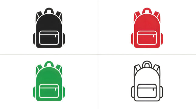 Colorful backpacks icon set illustration