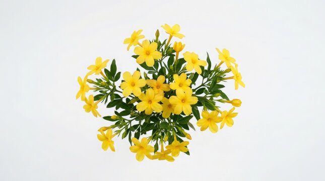 Beautiful Yellow Jasmine Flowers (Bunga Melati Kuning) on Solid White Background