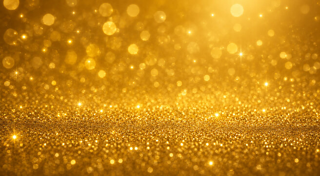 Sparkling Golden Glitter Bokeh Background Texture